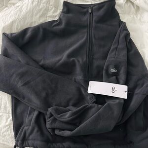 ALO Yoga Women's Black Zip-Up Polar Fleece Jacket